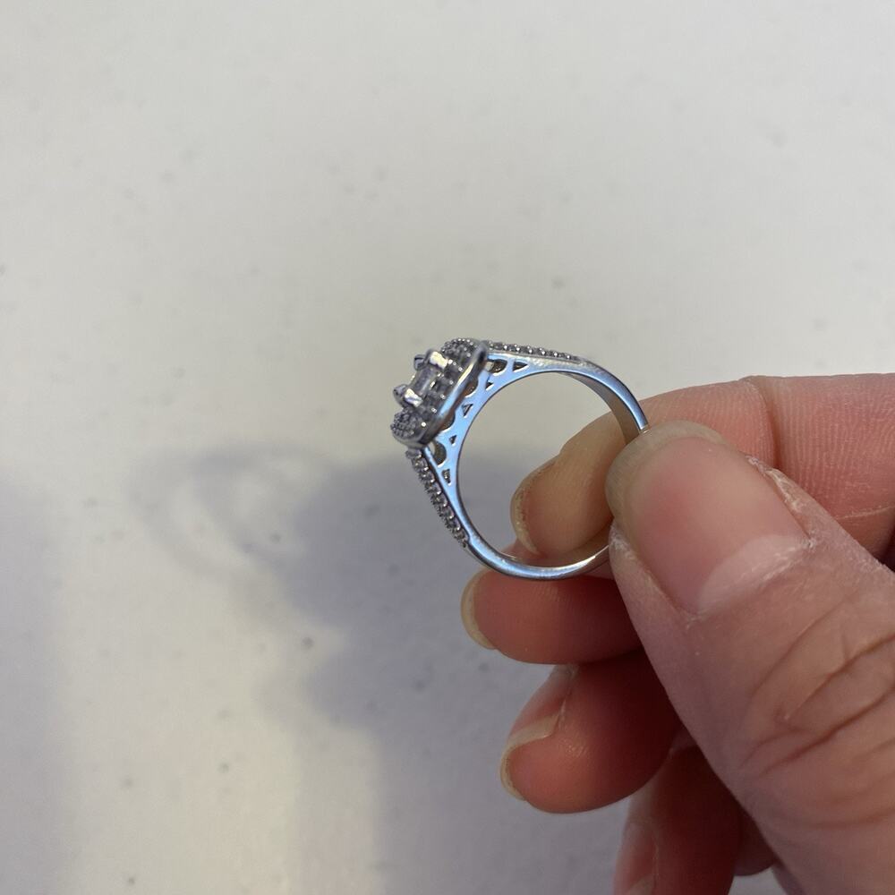 Silver White Gold Plated CZ Halo Engagement Rings Wedding Anniversary Sz6-10 New - Picture 4 of 6